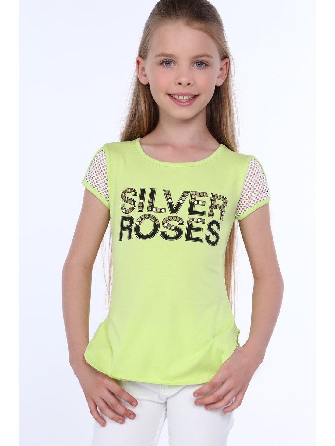 Tricou fete cu maneci plasa verde NDZ0764 - Magazin online - Boutique